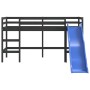 Cama alta de niños con tobogán madera maciza negra 90x200 cm de , Camas y somieres - Ref: Foro24-835909, Precio: 186,84 €, De...