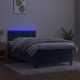 Cama box spring colchón y LED terciopelo azul oscuro 90x190 cm de , Camas y somieres - Ref: Foro24-3134439, Precio: 319,96 €,...