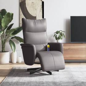 Sillón reclinable de masaje con reposapiés cuero sintético gris de , Sillones - Ref: Foro24-356595, Precio: 231,99 €, Descuen...