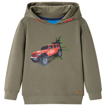 Sudadera infantil con capucha color caqui 128 de , Camisetas para niños - Ref: Foro24-13387, Precio: 12,99 €, Descuento: %