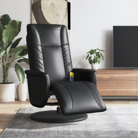 Sillón reclinable masaje con reposapiés cuero sintético negro de , Sillones - Ref: Foro24-356517, Precio: 267,99 €, Descuento: %