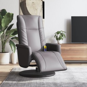 Sillón reclinable de masaje con reposapiés cuero sintético gris de , Sillones - Ref: Foro24-356515, Precio: 241,99 €, Descuen...