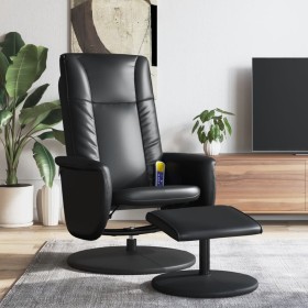 Sillón reclinable masaje con reposapiés cuero sintético negro de , Sillones - Ref: Foro24-356520, Precio: 137,99 €, Descuento: %