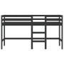 Cama alta de niños escalera madera maciza pino negra 90x190 cm de , Camas y somieres - Ref: Foro24-835894, Precio: 167,84 €, ...