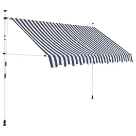 Toldo manual retráctil azul y blanco a rayas 300 cm de vidaXL, Toldos - Ref: Foro24-43222, Precio: 91,40 €, Descuento: %