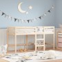 Children's loft bed with solid pine wood ladder 90x200 cm by , Beds and slatted bases - Ref: Foro24-835889, Price: 185,86 €, ...