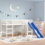 Cama alta de niños con escalera madera maciza blanca 80x200 cm de , Camas y somieres - Ref: Foro24-835905, Precio: 214,78 €, ...