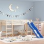 High bed for children with slide solid pine wood 90x200 cm by , Beds and slatted bases - Ref: Foro24-835907, Price: 231,88 €,...