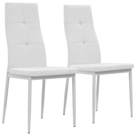 Sillas de comedor 2 unidades cuero sintético blanco de vidaXL, Sillas de comedor - Ref: Foro24-246189, Precio: 83,11 €, Descu...