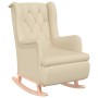 Armchair with rocking legs, solid rubber wood and cream fabric by , Armchairs - Ref: Foro24-329414, Price: 216,44 €, Discount: %