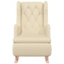 Armchair with rocking legs, solid rubber wood and cream fabric by , Armchairs - Ref: Foro24-329414, Price: 216,44 €, Discount: %