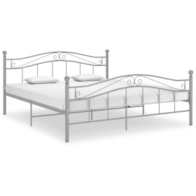 Gray metal bed frame 160x200 cm by , Beds and slatted bases - Ref: Foro24-325002, Price: 137,99 €, Discount: %