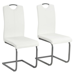 Cantilever dining chairs 2 units white synthetic leather by vidaXL, dining chairs - Ref: Foro24-246195, Price: 139,28 €, Disc...