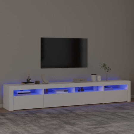 Mueble de TV con luces LED blanco 240x35x40 cm de , Muebles TV - Ref: Foro24-3152722, Precio: 163,14 €, Descuento: %