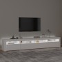 Mueble de TV con luces LED blanco 240x35x40 cm de , Muebles TV - Ref: Foro24-3152722, Precio: 163,14 €, Descuento: %