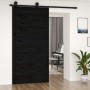 Puerta de granero madera maciza pino negra 100x1,8x204,5 cm de , Puertas - Ref: Foro24-824627, Precio: 151,73 €, Descuento: %