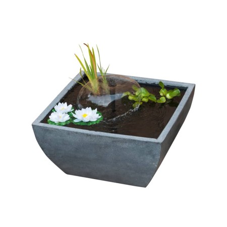 Ubbink 1387081 Square Pond with Water Pump and Water Lilies, Gray by , Accessories for ponds and fountains - Ref: Foro24-4037...