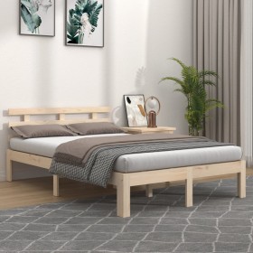 Estructura de cama de matrimonio madera maciza 135x190 cm de , Camas y somieres - Ref: Foro24-814729, Precio: 109,66 €, Descu...