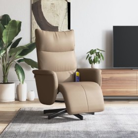 Sillón reclinable masaje reposapiés cuero sintético capuchino de , Sillones - Ref: Foro24-356596, Precio: 230,84 €, Descuento: %