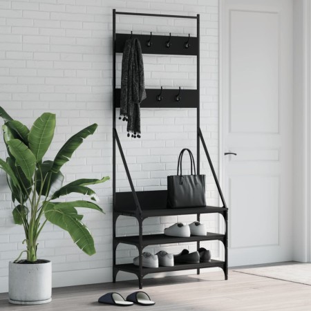 Coat rack with black shoe rack 72x34x184 cm by , Dresser Organizers and Bar Hangers - Ref: Foro24-837827, Price: 58,13 €, Dis...