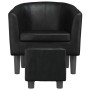 Sillón con taburete cuero sintético negro de , Sillones - Ref: Foro24-356491, Precio: 155,99 €, Descuento: %