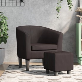 Brown synthetic leather armchair with stool by , Armchairs - Ref: Foro24-356493, Price: 168,99 €, Discount: %