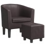 Sillón con taburete cuero sintético marrón de , Sillones - Ref: Foro24-356493, Precio: 168,71 €, Descuento: %