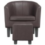 Sillón con taburete cuero sintético marrón de , Sillones - Ref: Foro24-356493, Precio: 168,71 €, Descuento: %