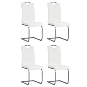 Cantilever dining chairs 4 units white synthetic leather by vidaXL, dining chairs - Ref: Foro24-246196, Price: 253,99 €, Disc...