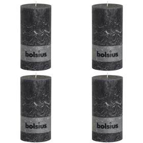 Bolsius Anthracite gray rustic candles 4 units 200x100 mm by , Candles - Ref: Foro24-400711, Price: 31,99 €, Discount: %