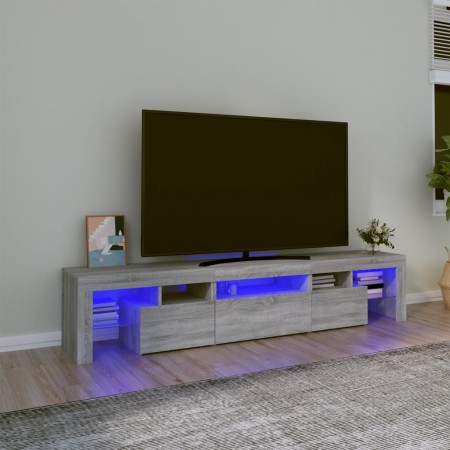 TV cabinet with LED lights Sonoma gray 200x36.5x40 cm by , TV Furniture - Ref: Foro24-3152816, Price: 155,94 €, Discount: %