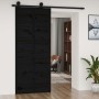 Puerta de granero madera maciza pino negro 90x1,8x214 cm de , Puertas - Ref: Foro24-824637, Precio: 154,41 €, Descuento: %