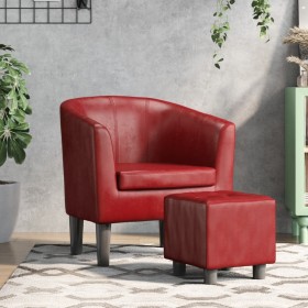 Sillón diseño de cubo con reposapiés cuero sintético rojo tinto de , Sillones - Ref: Foro24-356495, Precio: 154,32 €, Descuen...