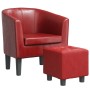 Sillón diseño de cubo con reposapiés cuero sintético rojo tinto de , Sillones - Ref: Foro24-356495, Precio: 154,32 €, Descuen...