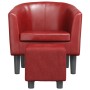 Cube design armchair with footrest in red synthetic leather by , Armchairs - Ref: Foro24-356495, Price: 154,32 €, Discount: %