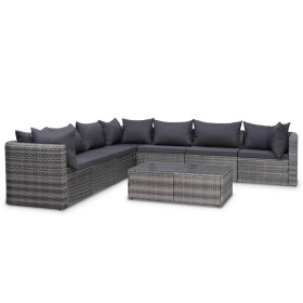 8-teiliges Gartensofa-Set und graue synthetische Rattankissen von vidaXL, Gartensets - Ref: Foro24-44157, Preis: 952,99 €, Ra...