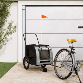 Bicycle trailer for pets, iron frame, Oxford fabric, black and grey by , pet strollers - Ref: Foro24-93853, Price: 90,70 €, D...