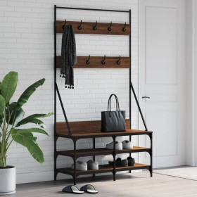 Coat rack with brown oak shoe rack 100x40x184 cm by , Dresser Organizers and Bar Hangers - Ref: Foro24-837851, Price: 67,97 €...