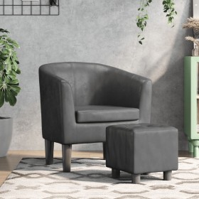 Gray synthetic leather armchair with stool by , Armchairs - Ref: Foro24-356492, Price: 152,58 €, Discount: %