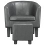 Sillón con taburete cuero sintético gris de , Sillones - Ref: Foro24-356492, Precio: 152,58 €, Descuento: %