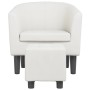 Sillón con taburete cuero sintético blanco de , Sillones - Ref: Foro24-356494, Precio: 155,99 €, Descuento: %