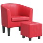 Red synthetic leather armchair with stool by , Armchairs - Ref: Foro24-356496, Price: 155,99 €, Discount: %