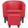 Red synthetic leather armchair with stool by , Armchairs - Ref: Foro24-356496, Price: 155,99 €, Discount: %