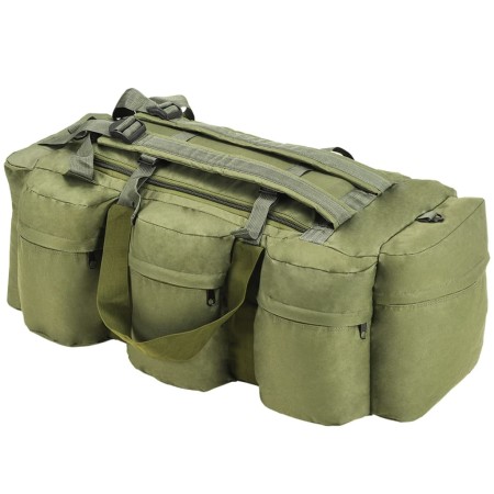 3-in-1-Canvas-Tasche im Militärstil, 90 l, olivgrün von vidaXL, Sporttaschen - Ref: Foro24-91388, Preis: 39,55 €, Rabatt: %