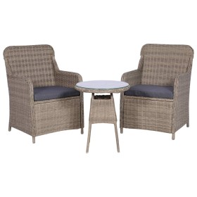 Garden table and 3-piece chair set with brown synthetic rattan cushions. by vidaXL, Garden sets - Ref: Foro24-44149, Price: 2...