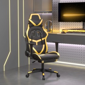 Silla gaming masaje y reposapiés cuero sintético negro dorado de , Sillones para videojuegos - Ref: Foro24-345436, Precio: 14...