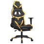 Gaming chair with massage and footrest black gold synthetic leather by , Gaming chairs - Ref: Foro24-345436, Price: 140,84 €,...