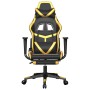 Silla gaming masaje y reposapiés cuero sintético negro dorado de , Sillones para videojuegos - Ref: Foro24-345436, Precio: 14...