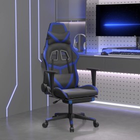 Gaming chair with massage and footrest in black blue synthetic leather by , Gaming chairs - Ref: Foro24-345434, Price: 145,99...