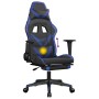 Silla gaming de masaje y reposapiés cuero sintético negro azul de , Sillones para videojuegos - Ref: Foro24-345434, Precio: 1...